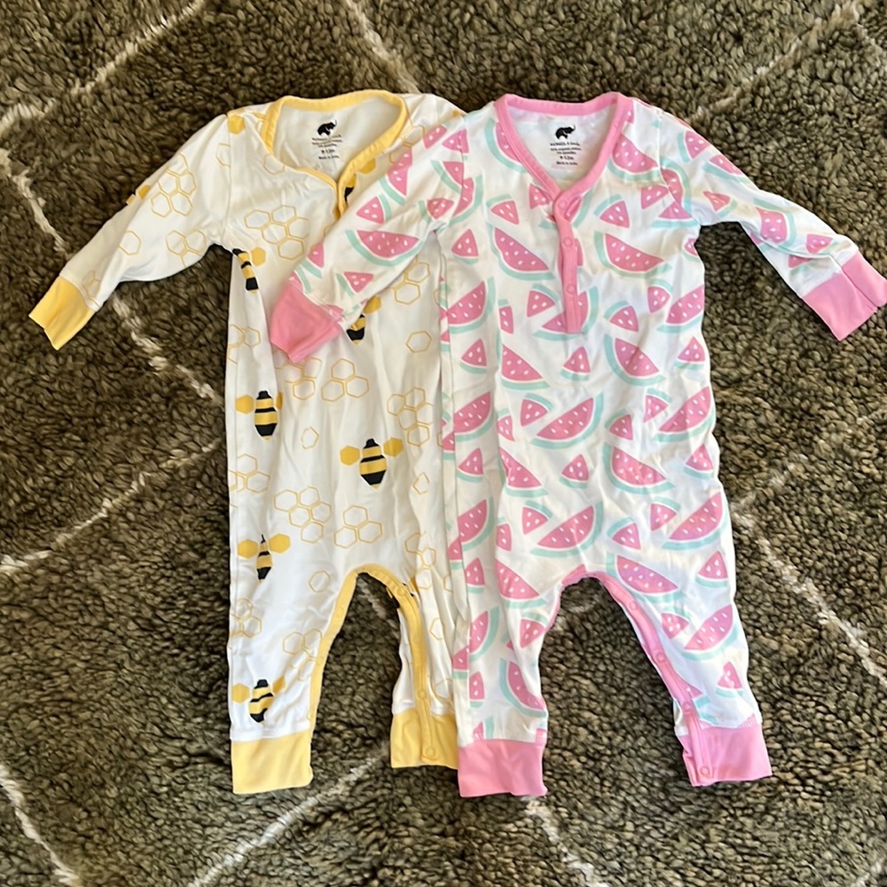 Monica and Andy Rompers 9-12M washed once, never worn. Organic cotton